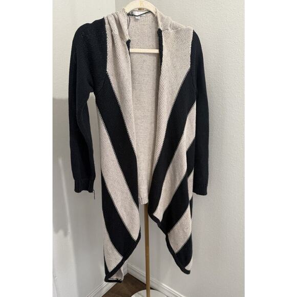 Volcom Navy Cream Stripe sweater button acrylic women's cardigan Sz XS/small - Picture 1 of 5